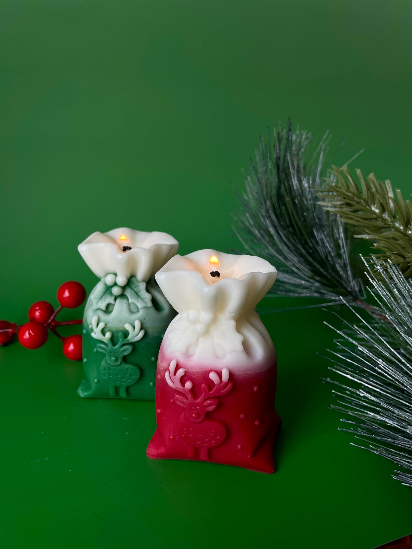 CHRISTMAS GIFT BAG-2pcs- green&red