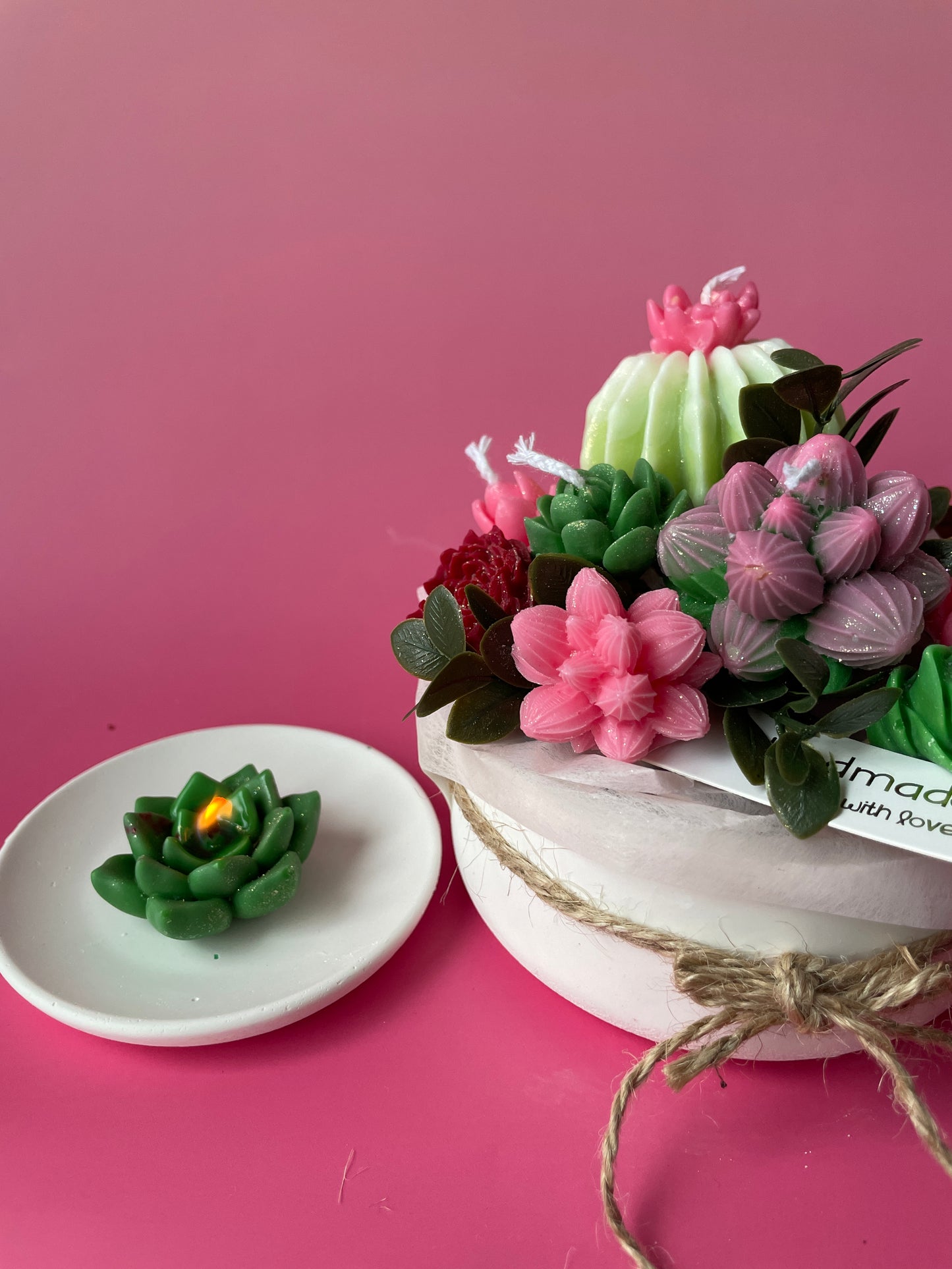 Handmade Soy Candle Succulent Bouquet - Scented Gift in Gift Box