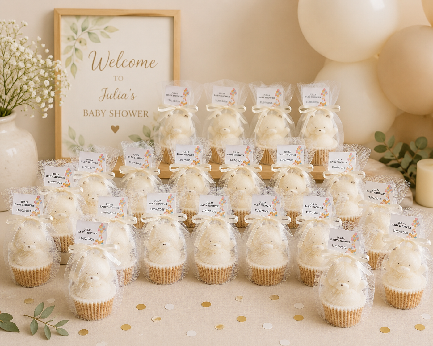 Personalized Teddy Bear Candle Baby Shower Favors