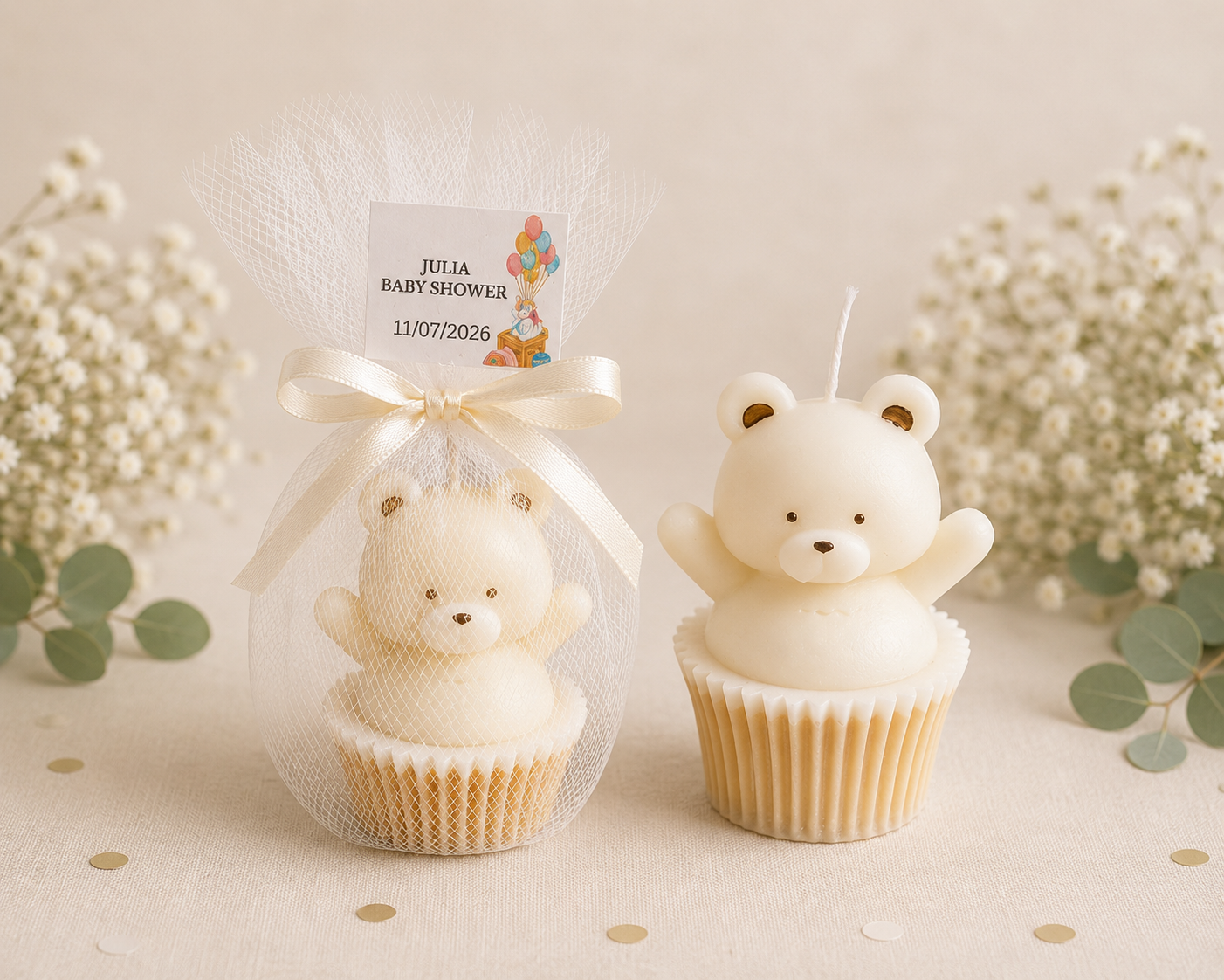 Personalized Teddy Bear Candle Baby Shower Favors