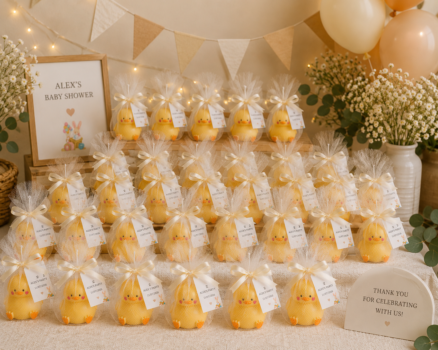 Personalized Chick Candle Baby Shower Favors
