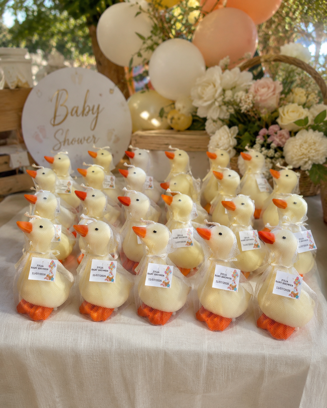 Personalized Duck Candle Baby Shower Favors