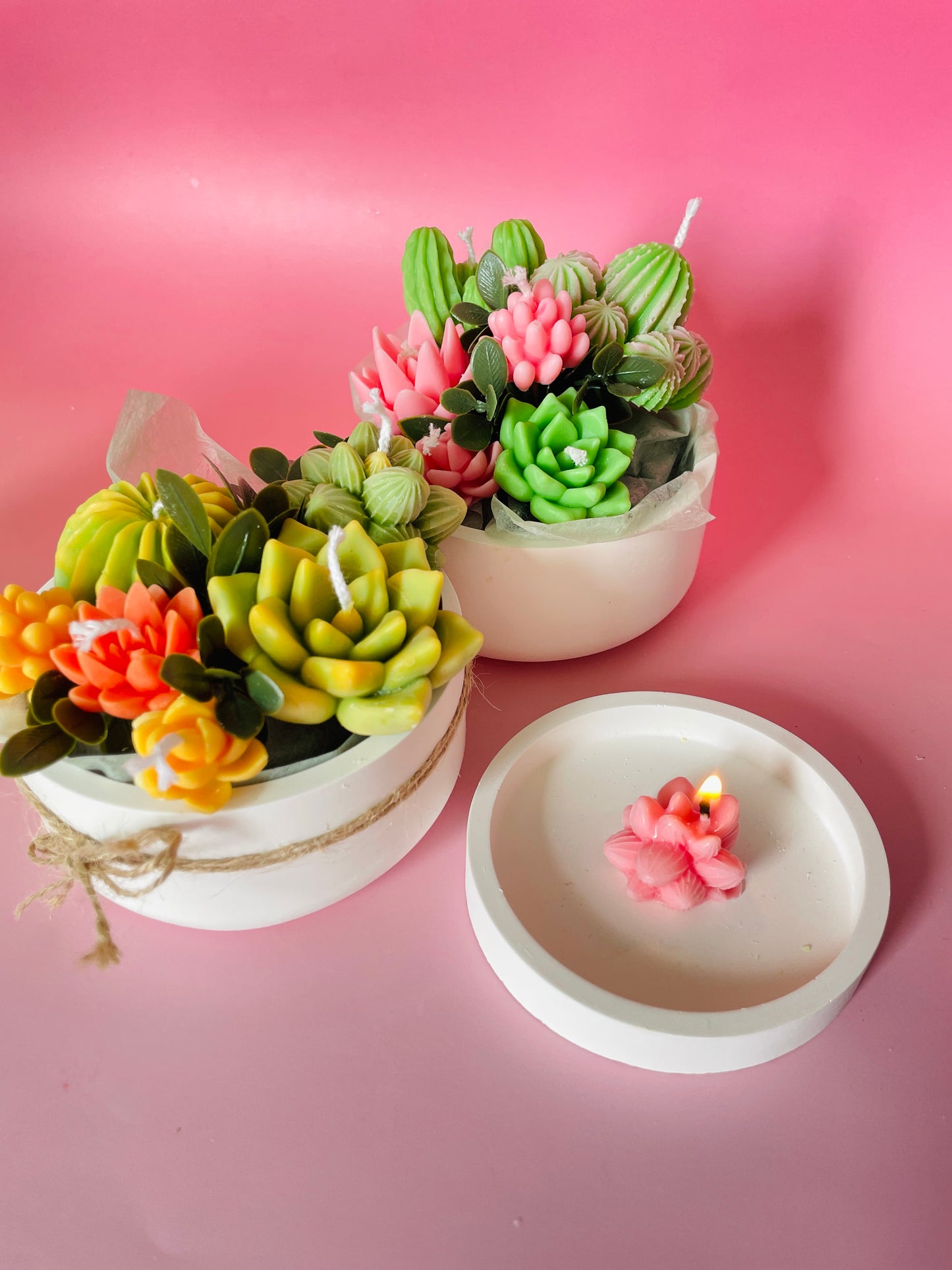 Handmade Soy Candle Succulent Bouquet - Scented Gift in Gift Box