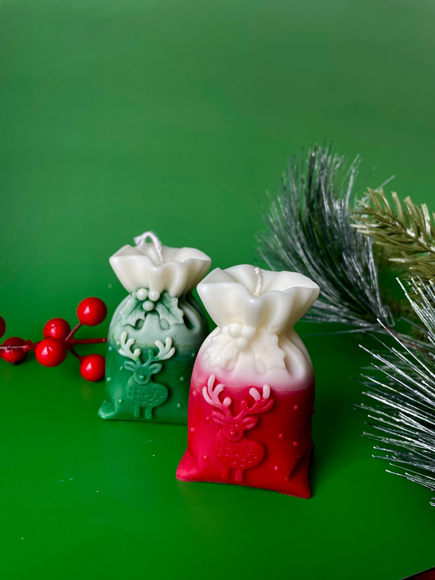 CHRISTMAS GIFT BAG-2pcs- green&red