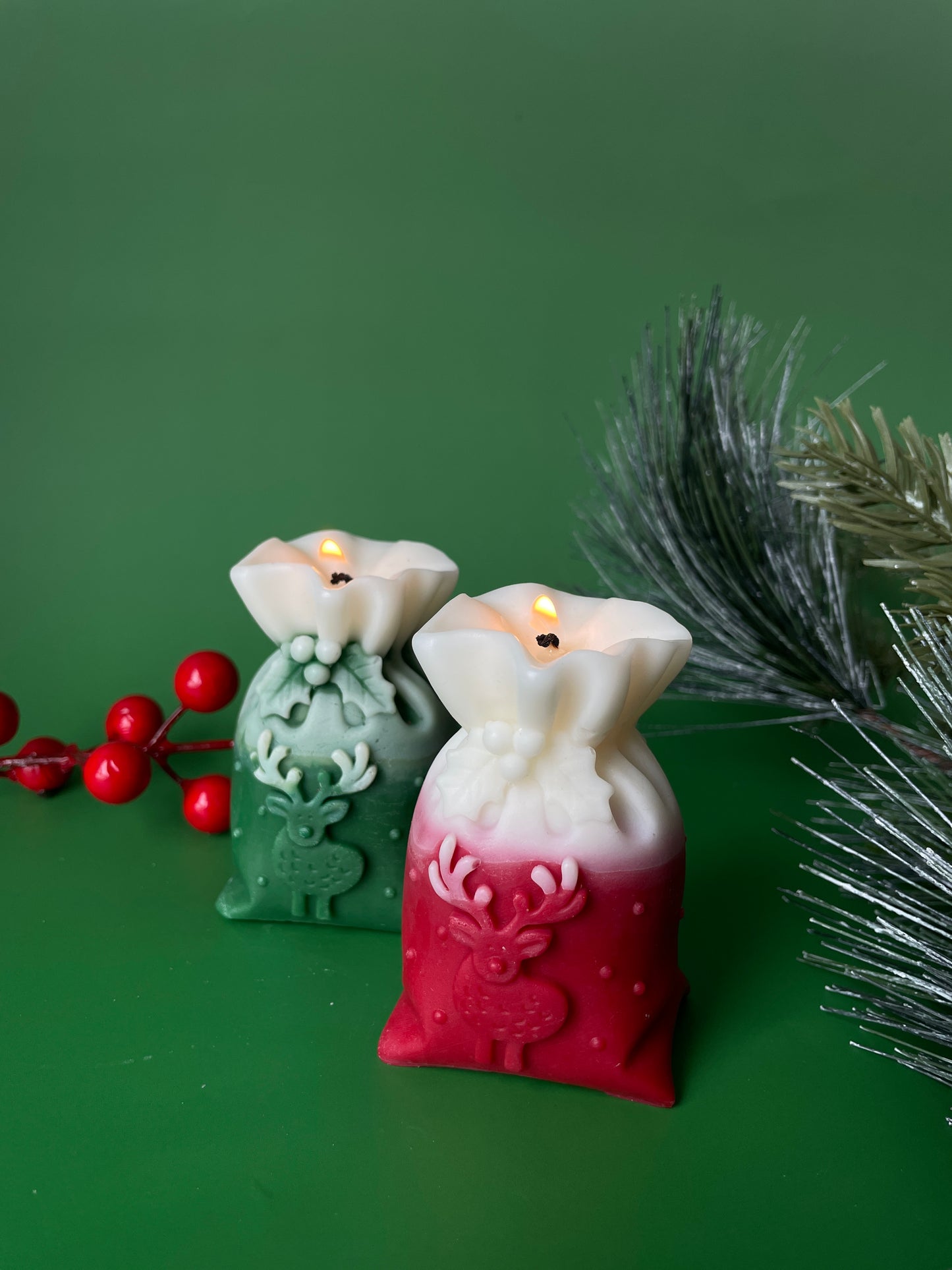 CHRISTMAS GIFT BAG-2pcs- green&red