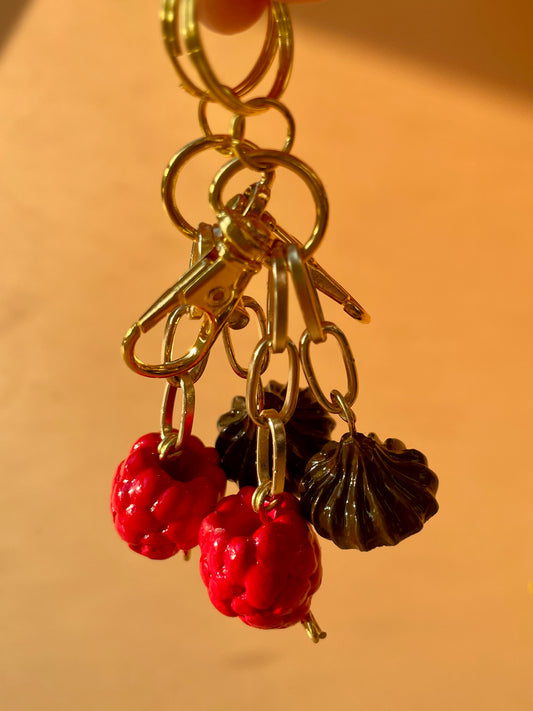 Rasberry&amp;Cream Keyring / Bag Charm