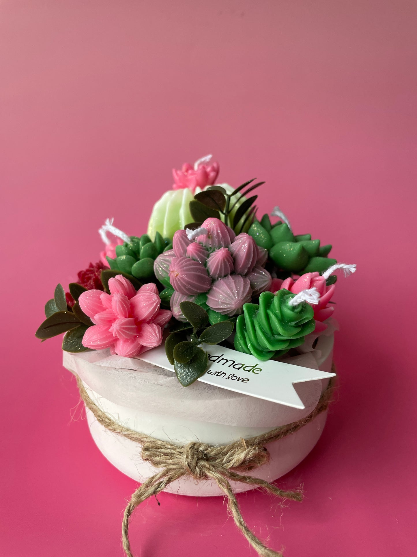Handmade Soy Candle Succulent&nbsp;Bouquet - Scented Gift in Gift Box