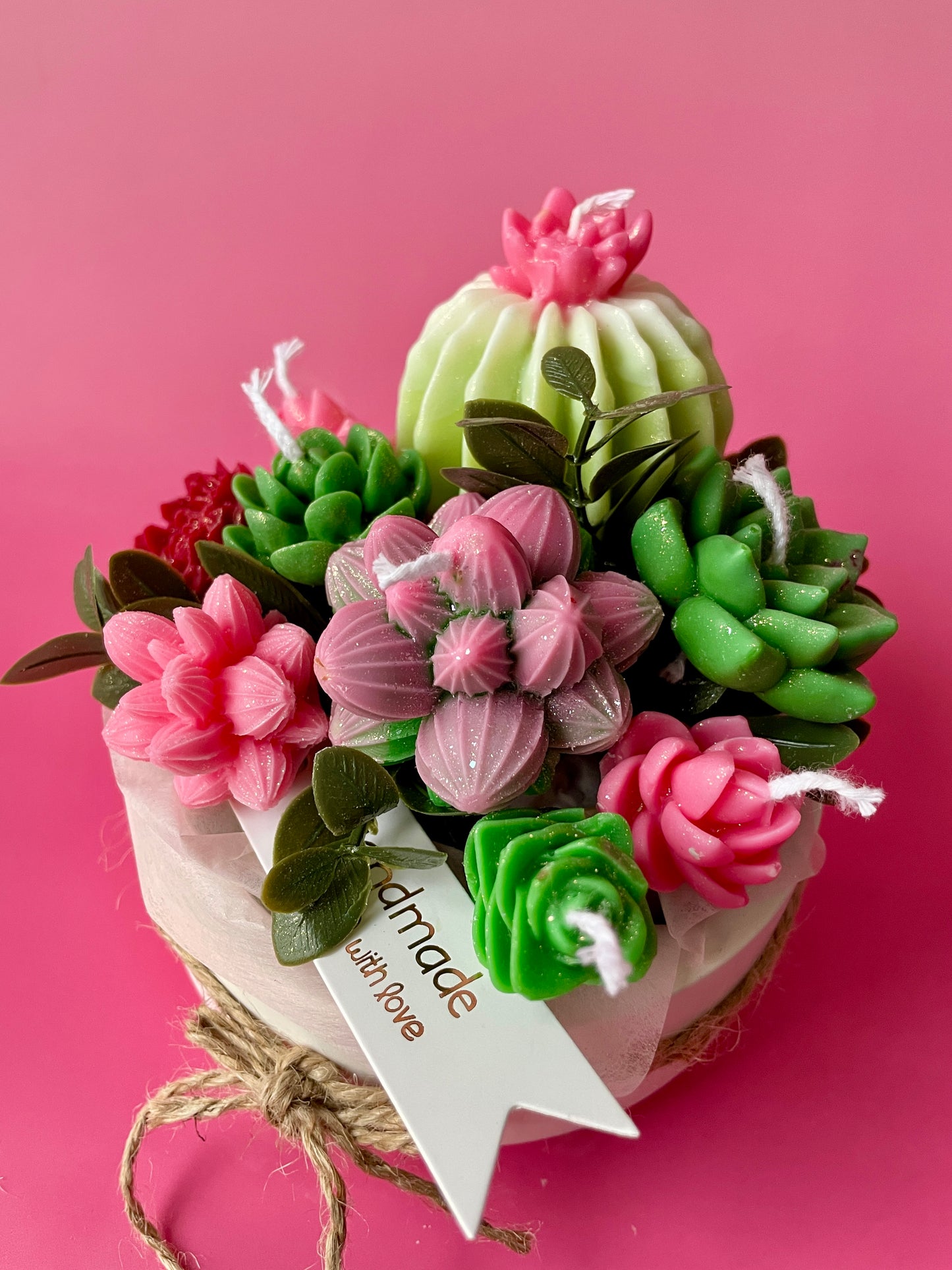 Handmade Soy Candle Succulent&nbsp;Bouquet - Scented Gift in Gift Box