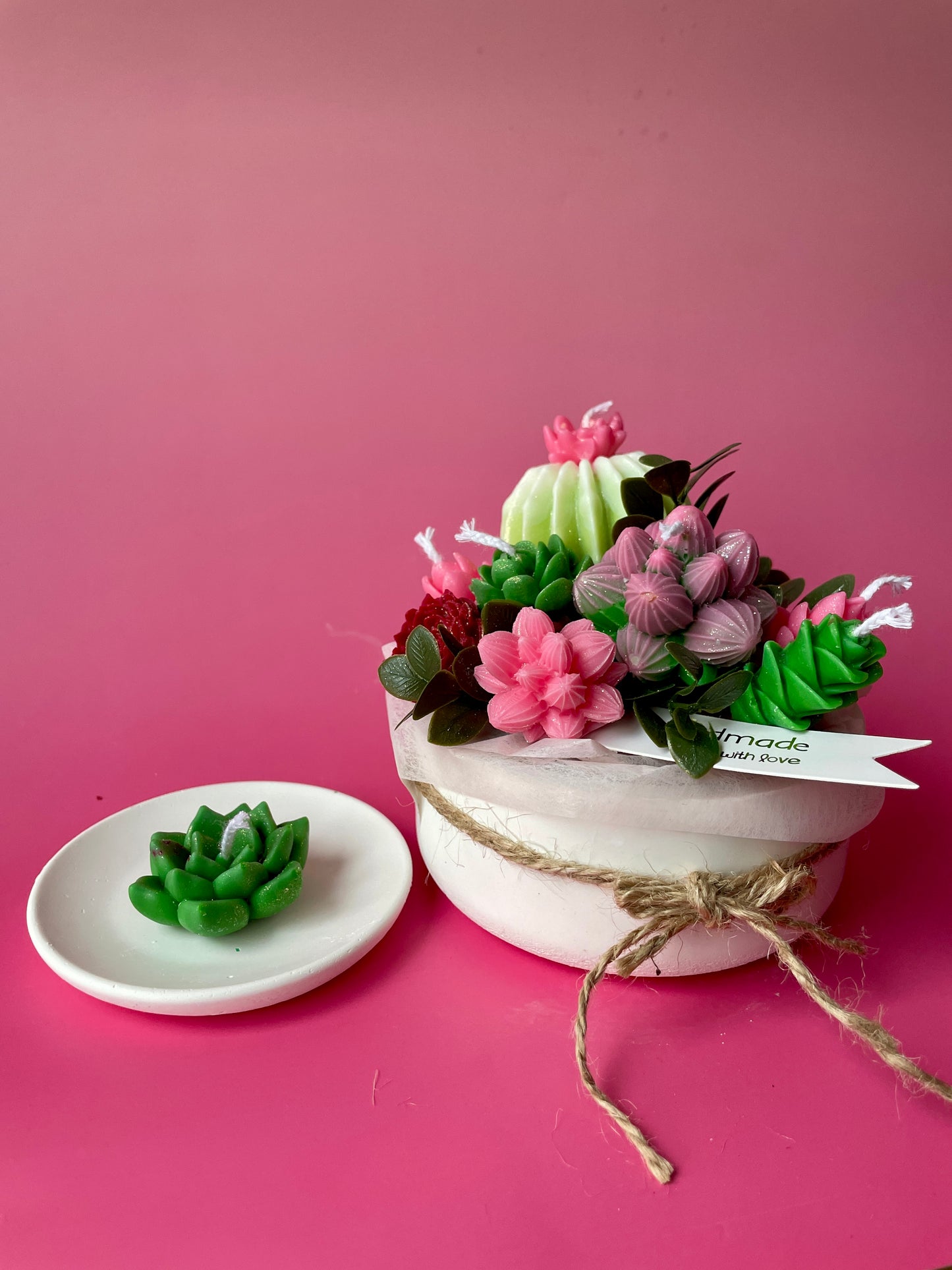 Handmade Soy Candle Succulent&nbsp;Bouquet - Scented Gift in Gift Box
