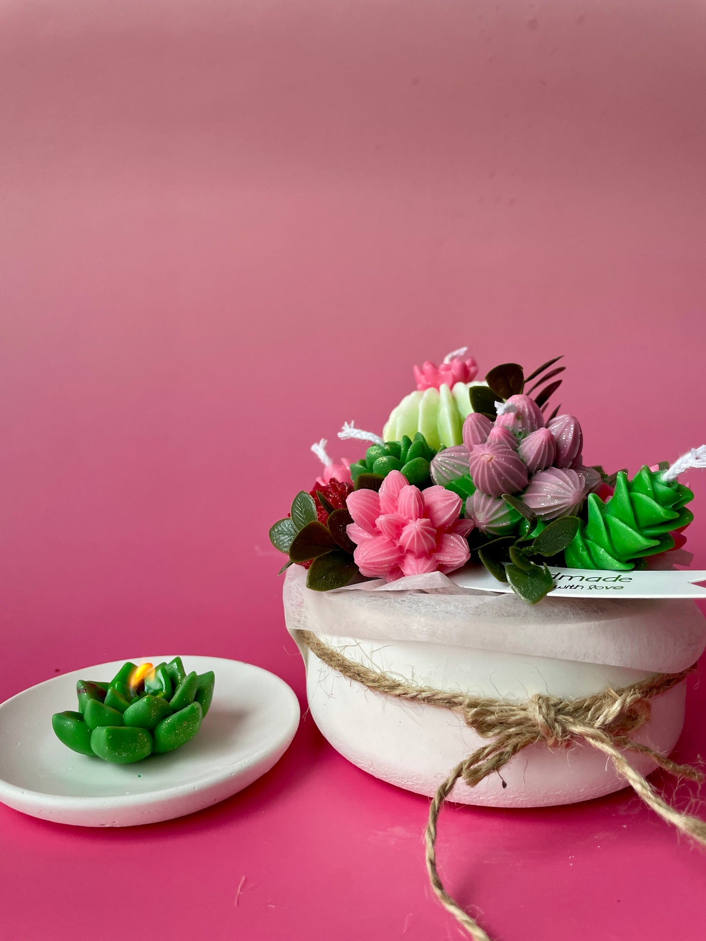 Handmade Soy Candle Succulent&nbsp;Bouquet - Scented Gift in Gift Box