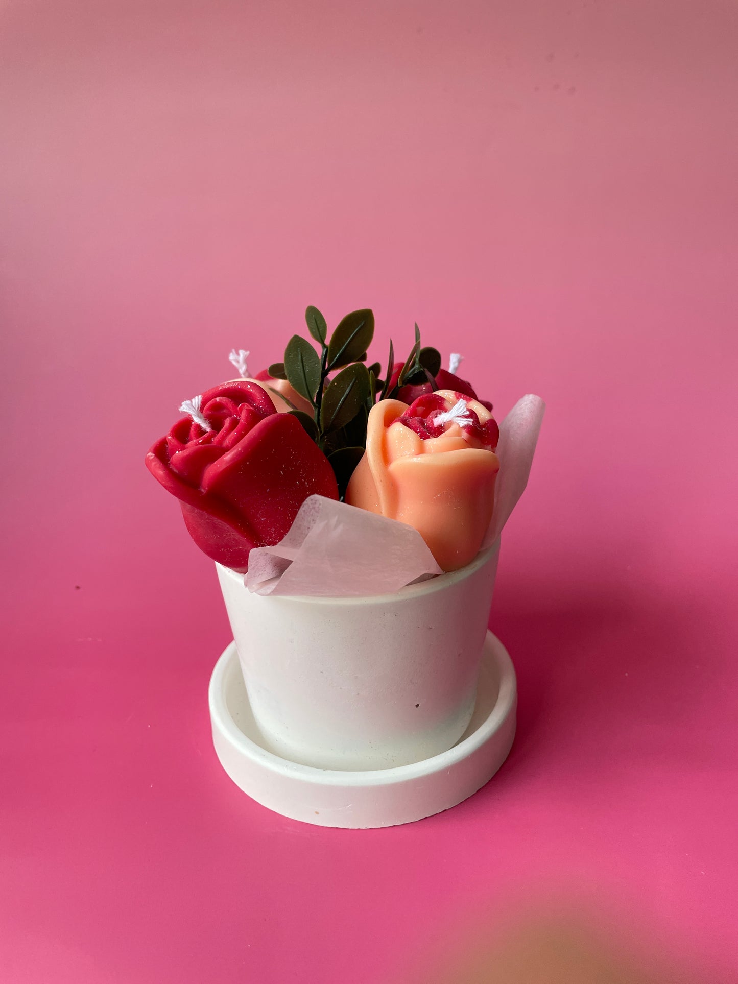 Handmade Soy Candle Red Rose Bouquet - Scented Gift in Gift Box