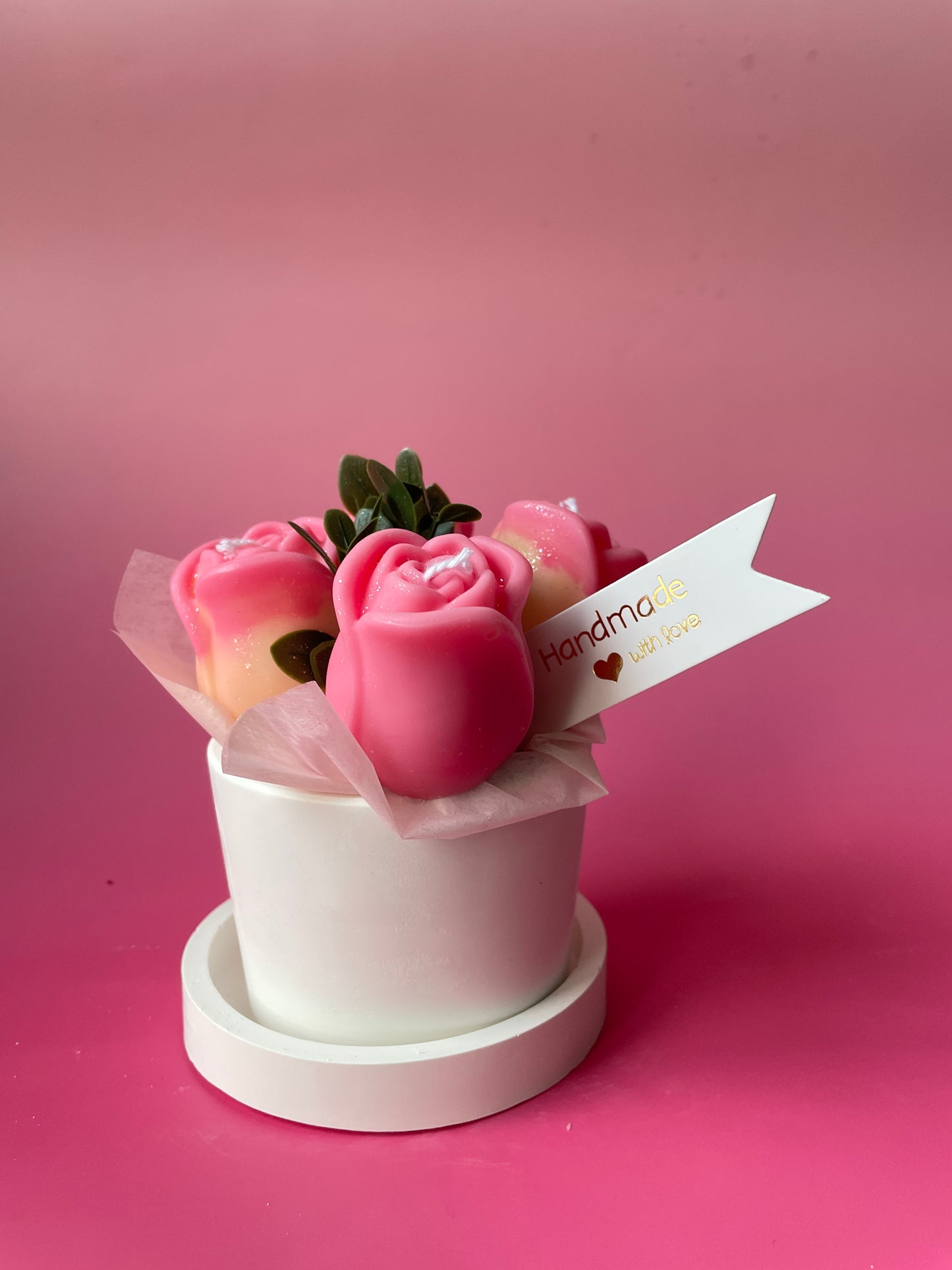 Handmade Soy Candle Rose Bouquet - Scented Gift in Gift Box