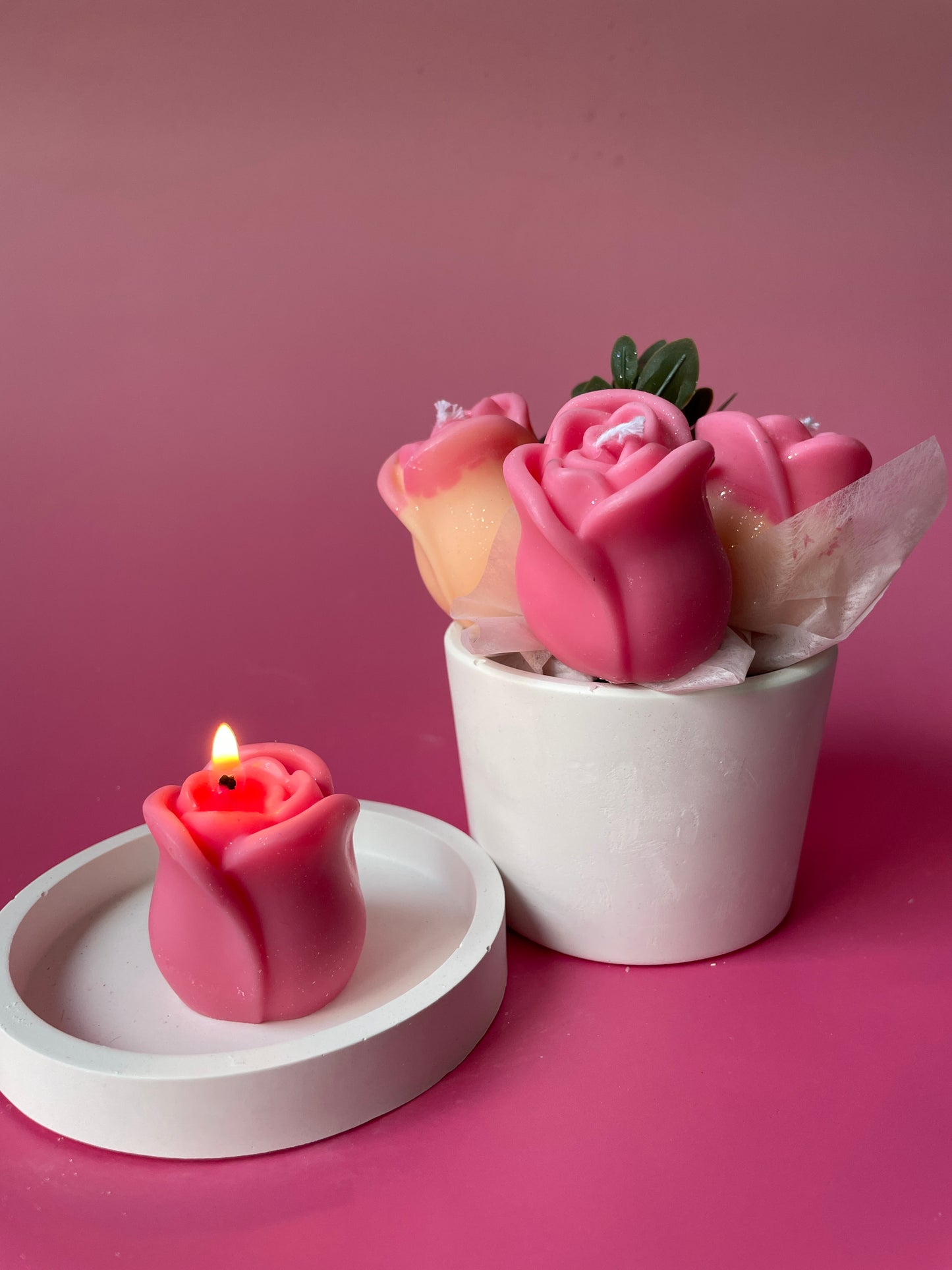 Handmade Soy Candle Rose Bouquet - Scented Gift in Gift Box