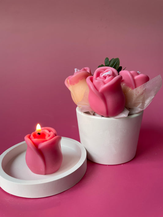 Handmade Soy Candle Rose Bouquet - Scented Gift in Gift Box