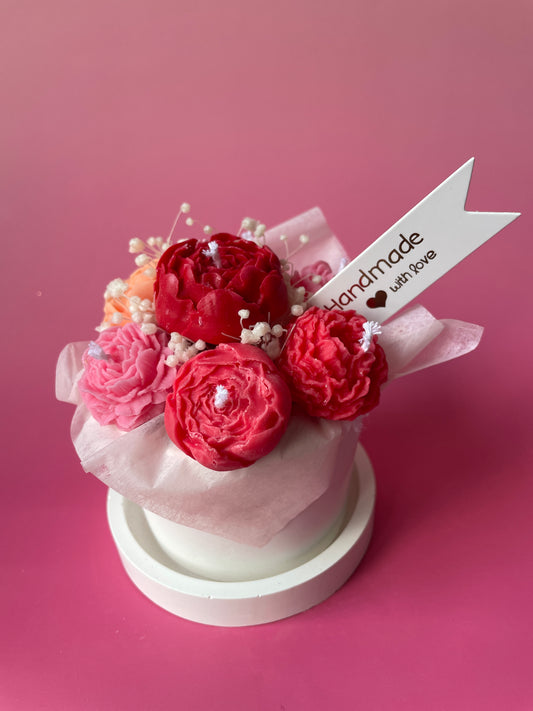 Handmade Soy Candle Flower Bouquet - Scented Gift in Gift Box