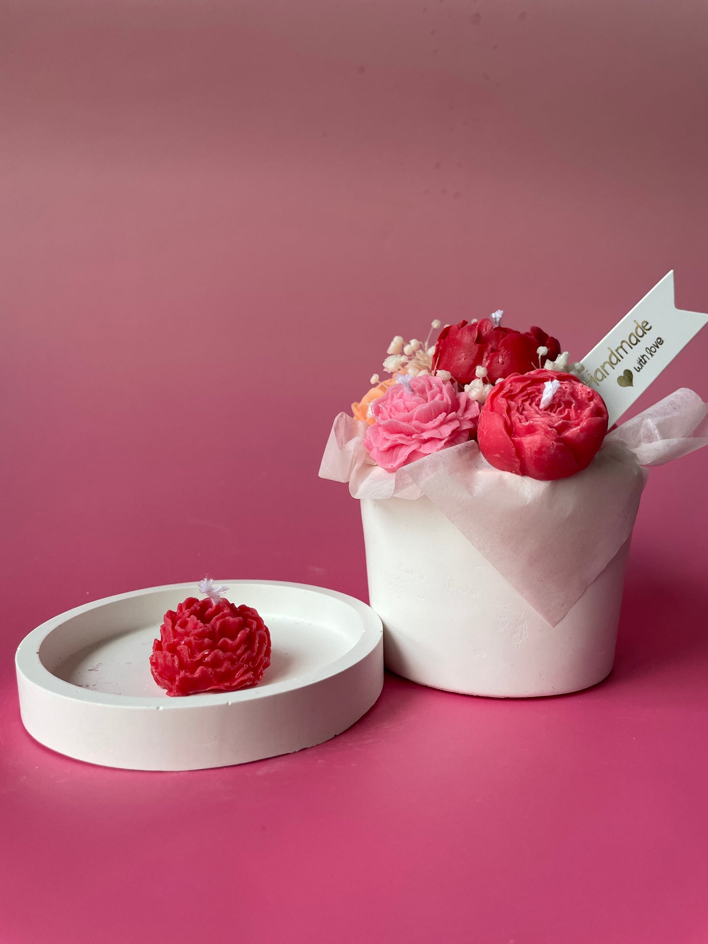 Handmade Soy Candle Flower Bouquet - Scented Gift in Gift Box