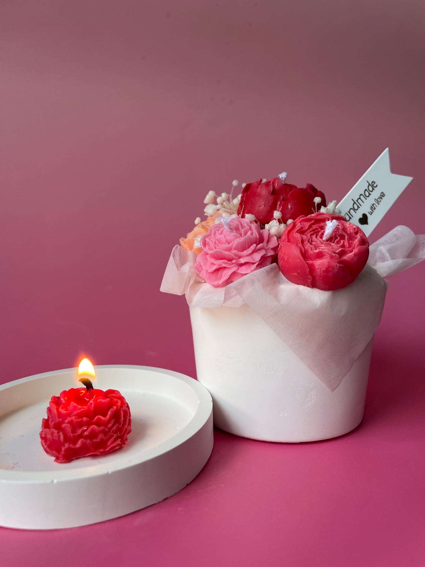 Handmade Soy Candle Flower Bouquet - Scented Gift in Gift Box